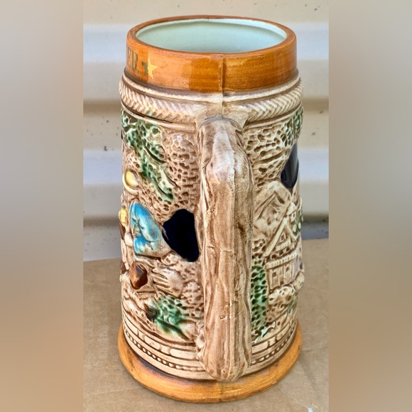 Mid Century Vtg Sapporo Japanese Beer Stein Embossed Glazed Ceramic Artwork Mug - Picture 5 of 16